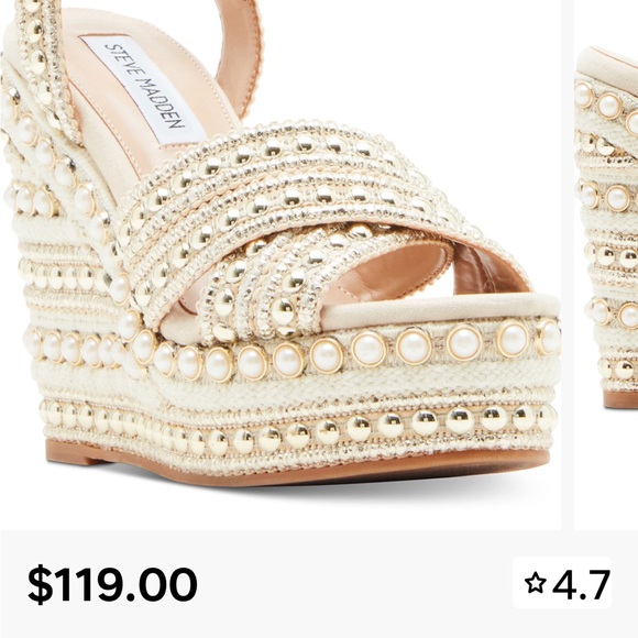 Elegant Cream Wedge Sandals - Picture 15 of 15